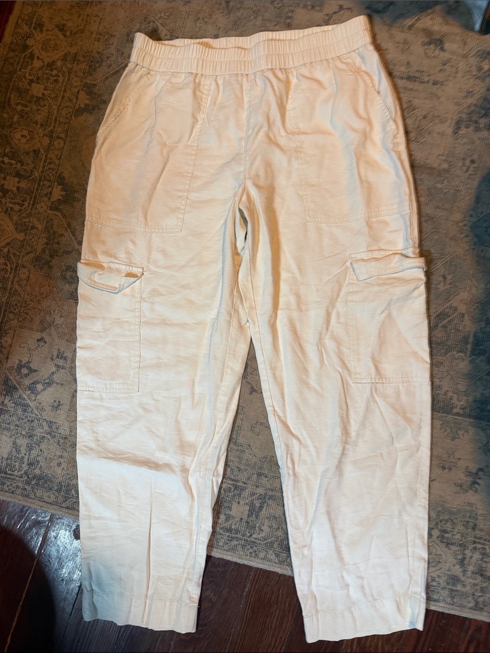 a new day Cream Cargo Pants with Elastic Waist